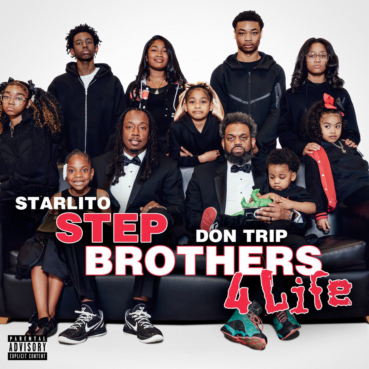 Album art Don Trip and Starlito Step Brothers 4 Life artists pose with their families